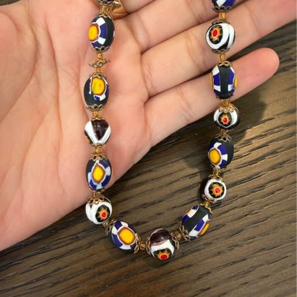 Art Deco Vintage Venetian Murano Glass Millefiori necklace